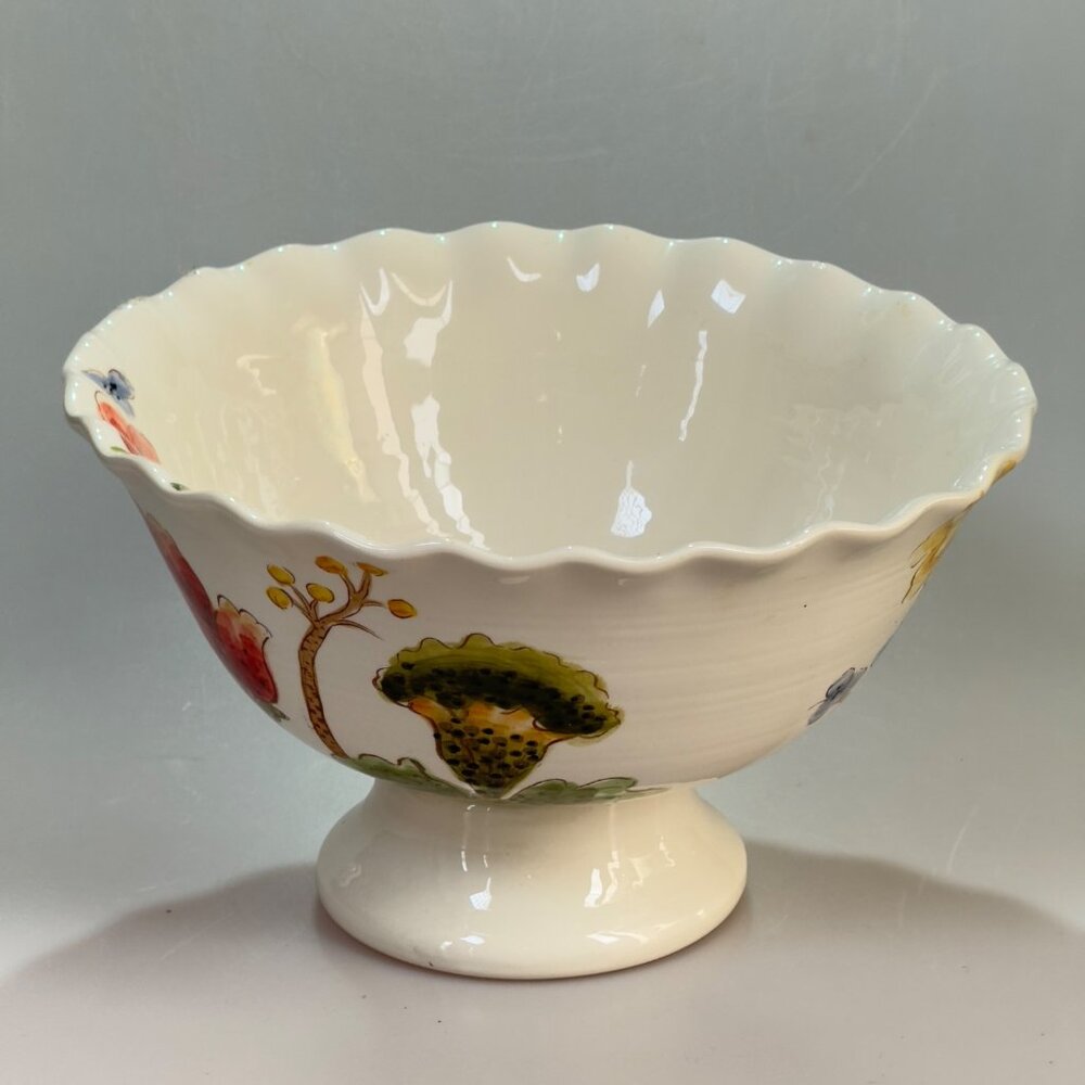 Maxcera Mum Floral Multi-Purpose Ceramic Footed Pedestal Bowl - Picture 3 of 8